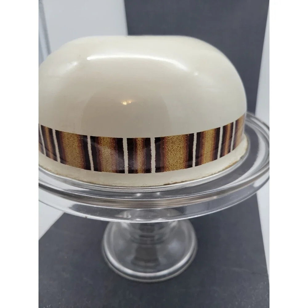 1960s Metal Enamel Mixing Bowl Set Brown Cream Retro Vtg 3 Piece Stripe Camping